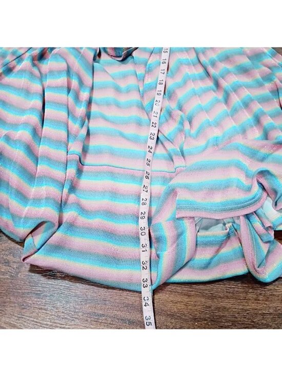 Samuel Dong Size M/L Striped Halter Midi Dress Handkerchief Hem & Metallic Sheen - Picture 13 of 15